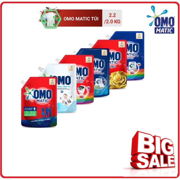 Nước Giặt OMO MATIC Túi 2,2Kg/2Kg
