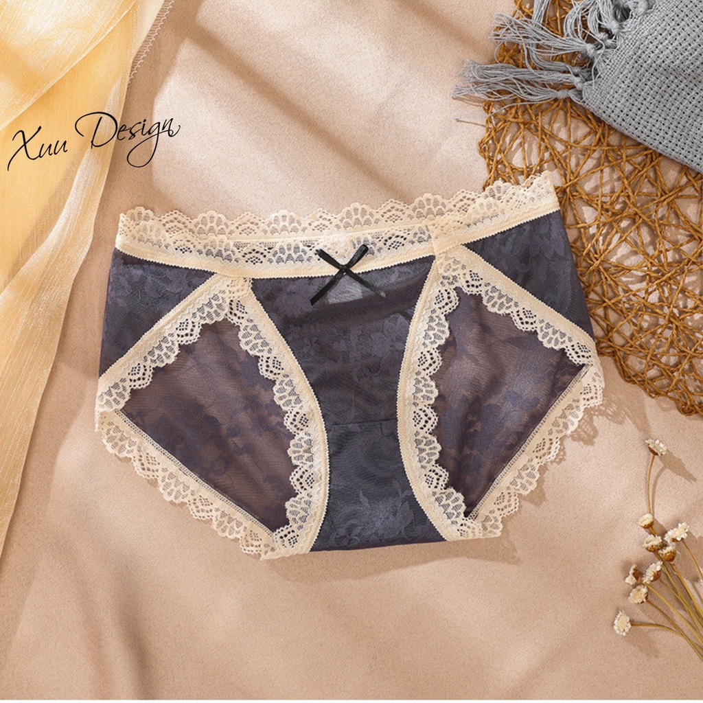 Quần lót nữ ren gấm cao cấp XUU mềm mại thoáng khí phong cách sexy QC49
