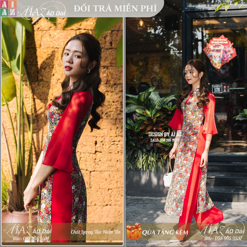 Áo Dài Hoa Nhí Cách Tân Nữ HT02