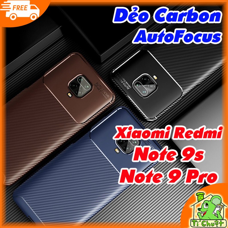 [Hiệu AutoFocus][Ảnh Thật] Ốp Lưng Xiaomi Redmi Note 9s, Note 9 Pro Vân 3D Carbon Chống Sốc