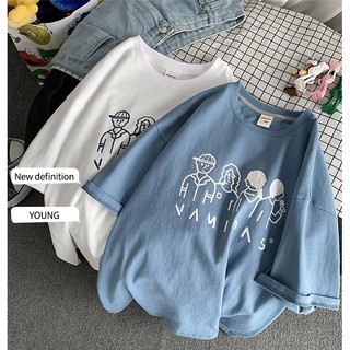 Áo thun unisex form rộng tay lỡ Kimix, áo thun T-Shirt cotton phong cách Hong Kong cá tính với màu đen / trắng / xanh