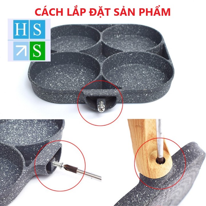 Chảo 4 ngăn chiên rán trứng làm bánh chống dính dùng được mọi loại bếp - HS Shop Thủ Đức