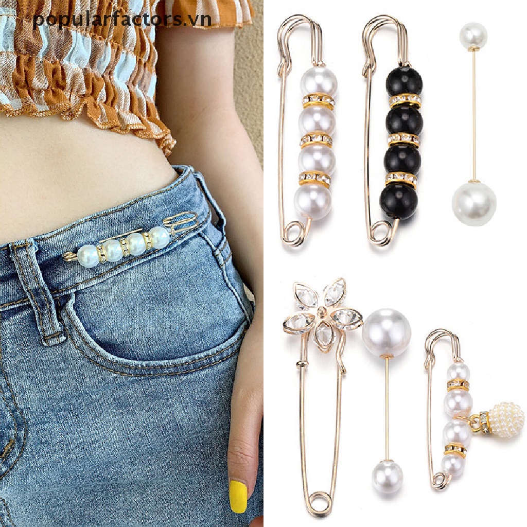 Set 10 Ghim Cài Thắt Lưng Đính Ngọc Trai Chống Ánh Sáng