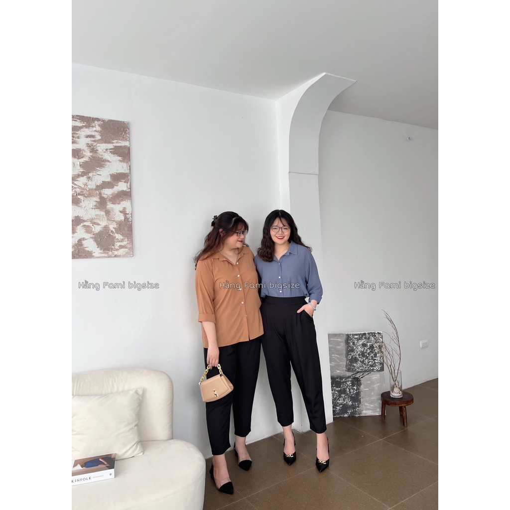 Áo sơ mi dài tay trơn nữ bigsize