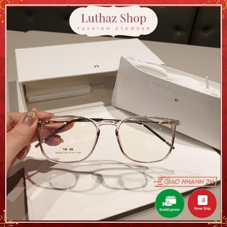 Gọng kính mắt vuông tr90 càng kim loại - luthaz