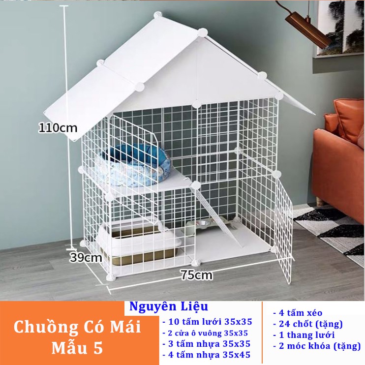 [bigsale - tặng chốt] Tấm ghép lồng quây, chuồng quây cho thú cưng chó mèo - Mẫu chuồng thú cưng có mái che.