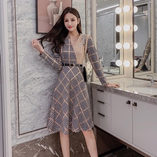 Váy gucci dài tay kèm thắt lưng 2020