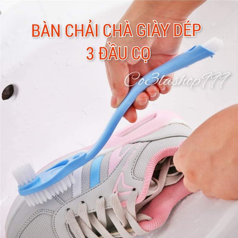 Bàn chải chà giày dép 3 đầu cọ (1 CÂY)