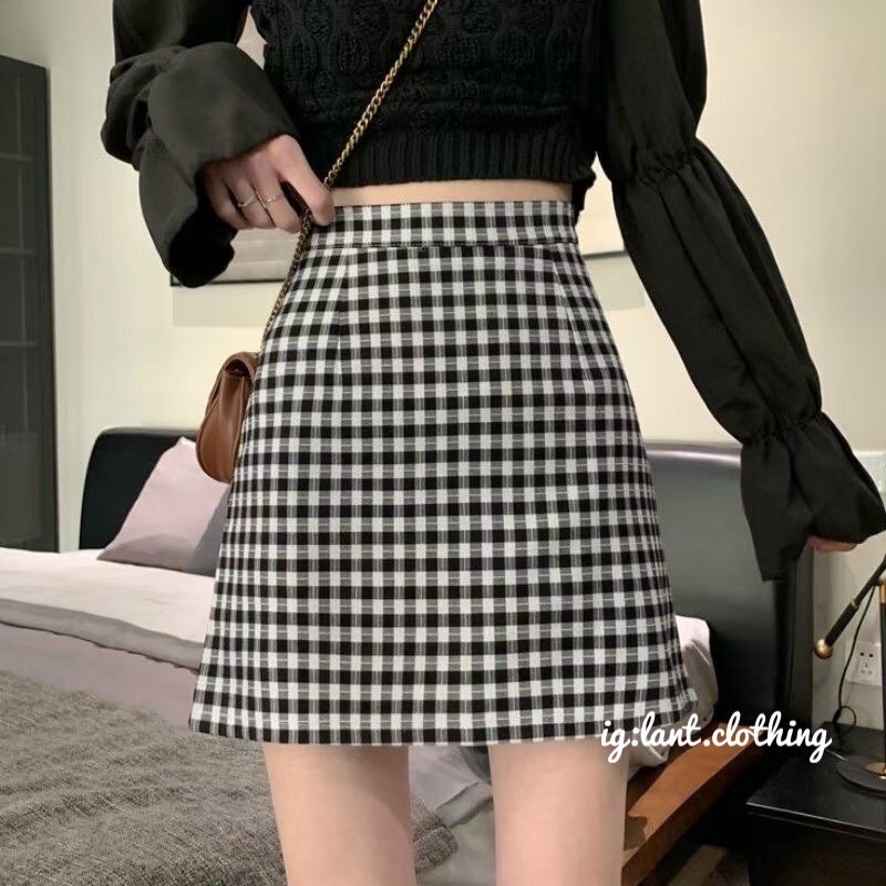 chân váy chữ a caro nhí 258