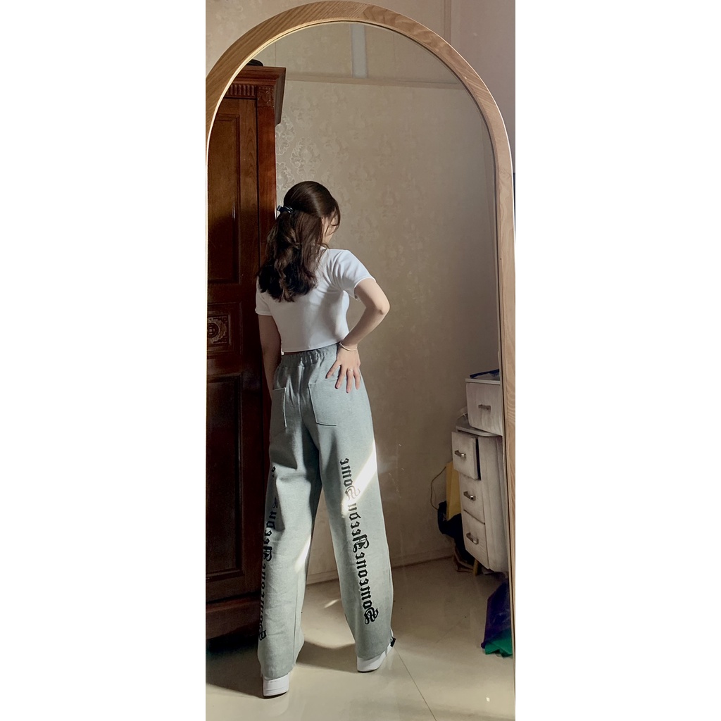 Quần jogger chữ sau chốt gấu AC chất bo tăm dầy mịn đẹp, from to dài rộng unisex nam nữ mặc được