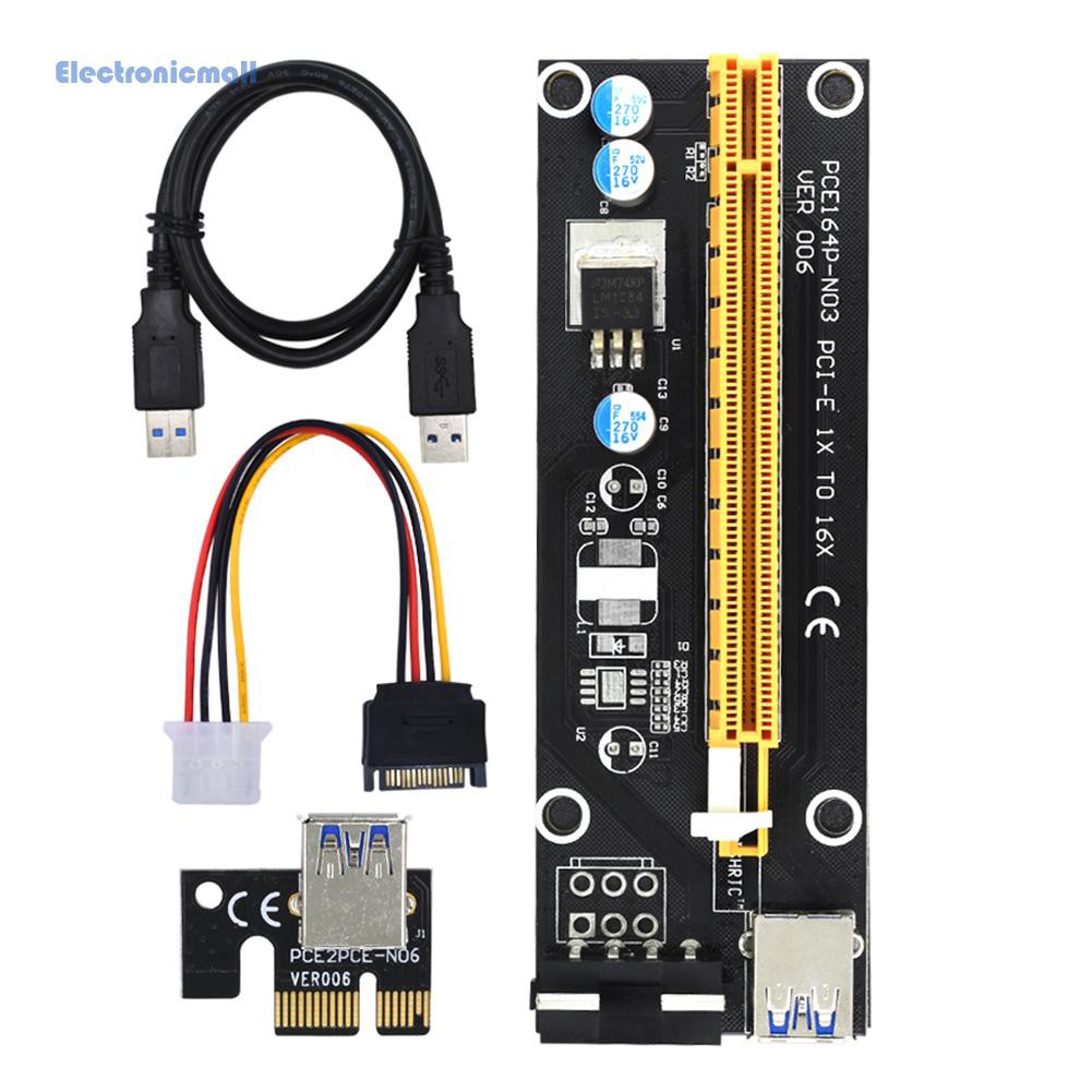 Bản tiếp hợp GPU Extender Nguồn 15-Pin đến 4 PinPCIe Riser VER006 PCI-E 1x sang 16x