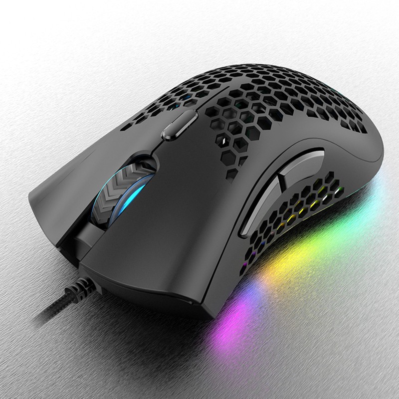 SC 7200DPI 6 Key Light Weitht Hollowed Shell RGB Gaming Mouse E-sports Mice for FPS