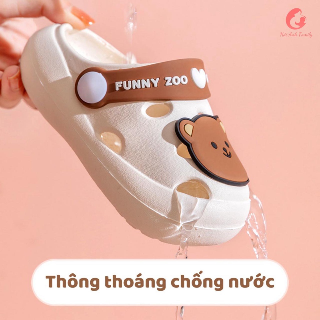 Dép sục crocs gấu cho bé trai bé gái siêu nhẹ chống trượt - Hải Anh Family