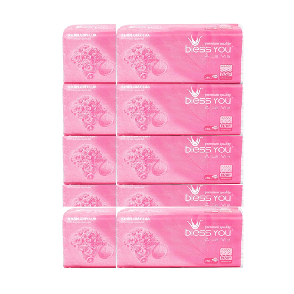 Bộ 10 gói Bless You khăn giấy rút 250 tờ