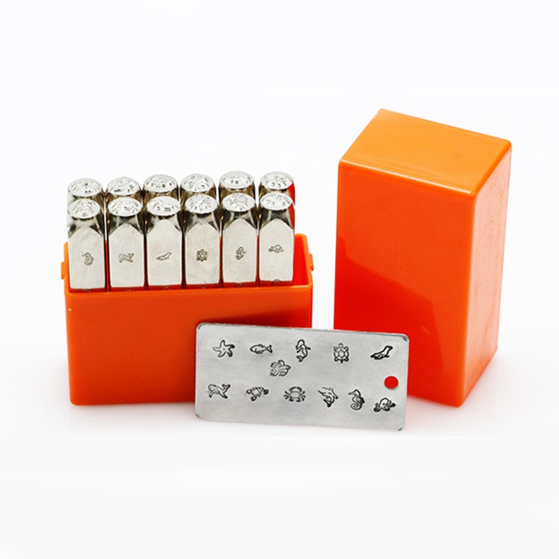 Set 12 Dụng Cụ Đóng Dấu Bằng Kim Loại 6mm Hình Động Vật