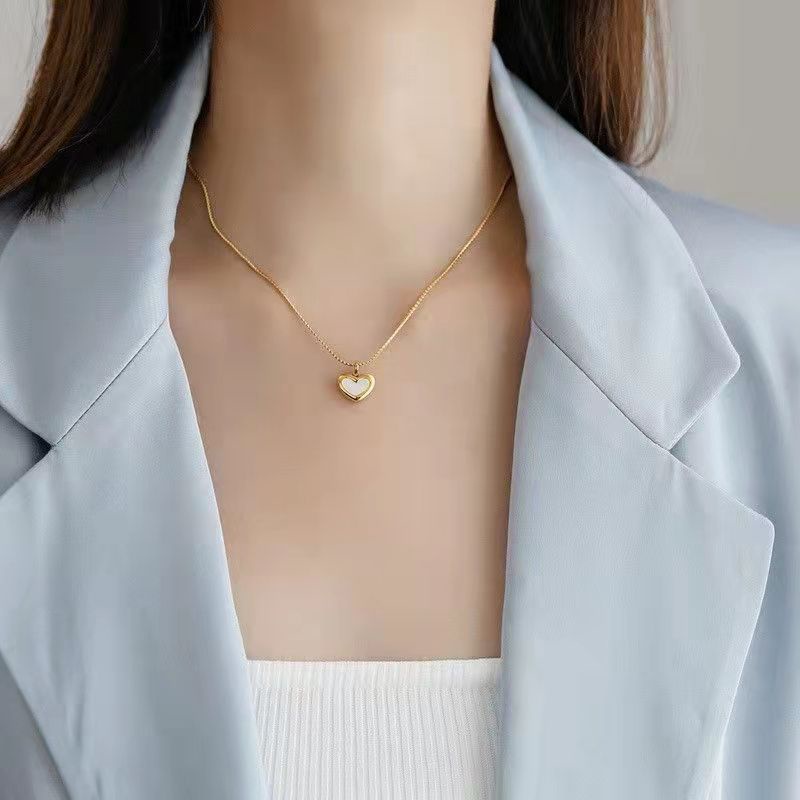 Dây chuyền vòng cổ nữ tim mặt xà cừ X10-307 - CAM KẾT KHÔNG GỈ, KHÔNG BAY MÀU - BẢO HÀNH 12 THÁNG