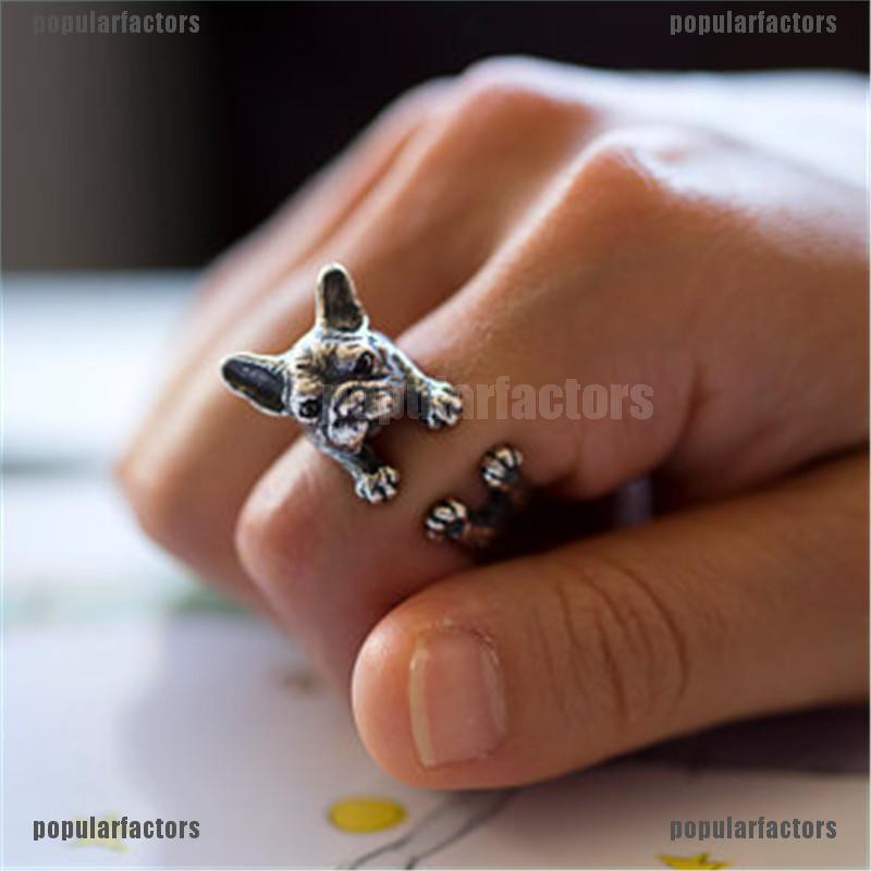 [Popular] Vintage French Bulldog Animal Wrap Rings Gift for Women and Men Fashion Jewelry [Factors]