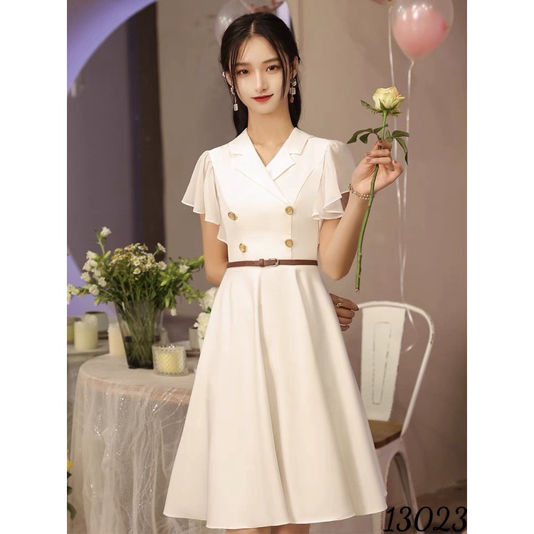 HÀNG QUẢNG CHÂU -- ĐẦM CỔ BẺ TAY BÈO KIỂU DÁNG SANG TRỌNG TINH TẾ CHẤT LỤA 2 LỚP , HÀNG CHUẨN SHOP TẶNG KÈM THẮT LƯNG UP