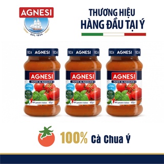 3 hũ sốt cà chua húng quế Basilico Agnesi Ý 400g, 100% cà chua Ý và thịt bò