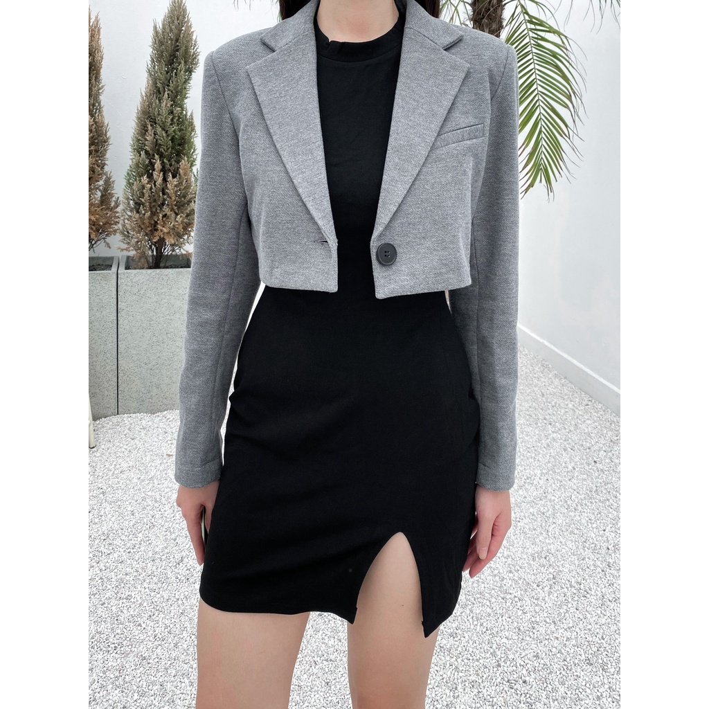 Áo vest dạ dáng croptop tay dài - Flynn Crop vest