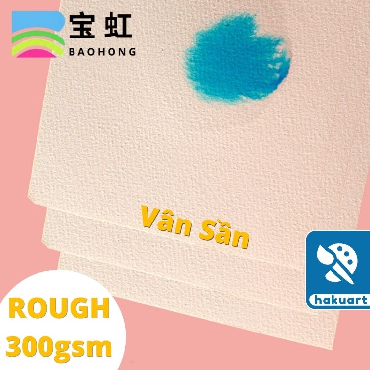 Giấy Vẽ Màu Nước 300gsm BAOHONG Vân Hot/Cold/Rough Xấp 10 Tờ - Họa Cụ Hakuart