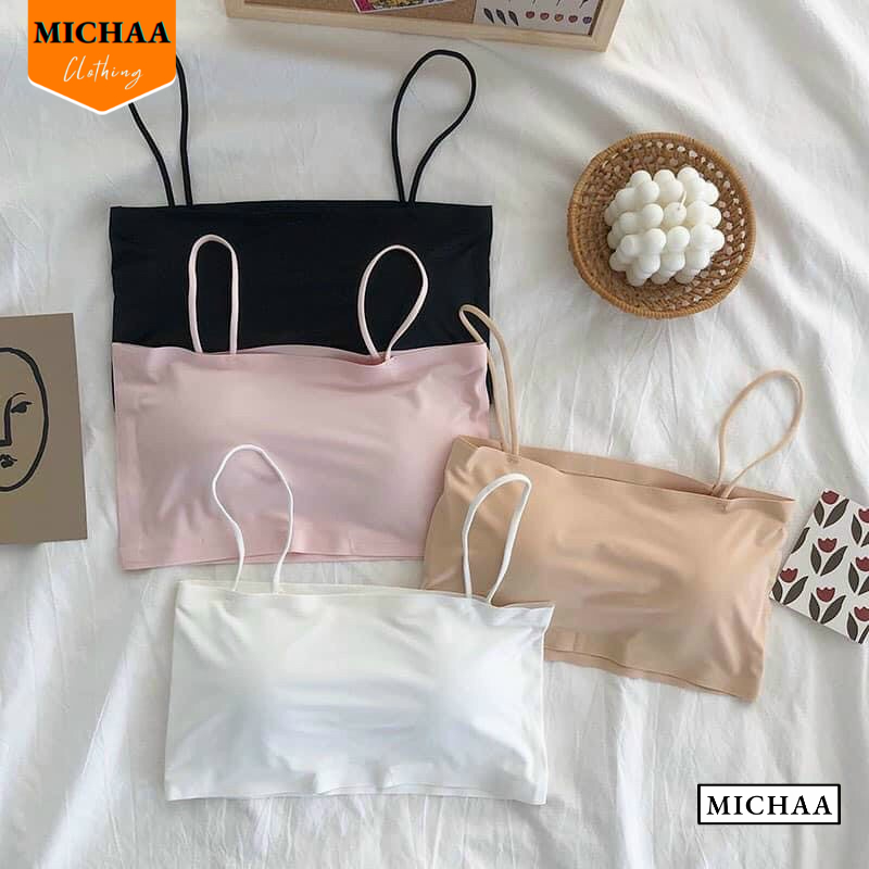 Áo Croptop BRA ĐÚC SU Trơn Quây Nữ Có Mút Ngực, Áo Bra 2 Dây Chất Thun Lạnh Không Gọng CR100