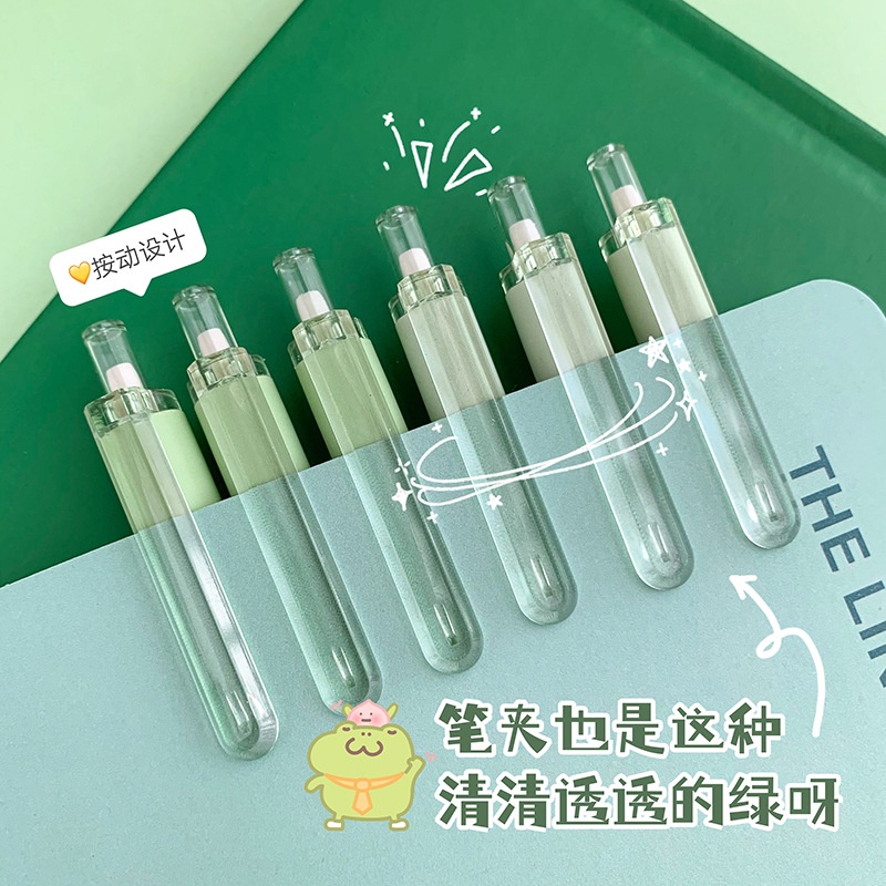 Bộ 6 Bút Mực Gel Màu Đen Kiểu Trái Tim Dễ Thương Cho Học Sinh
