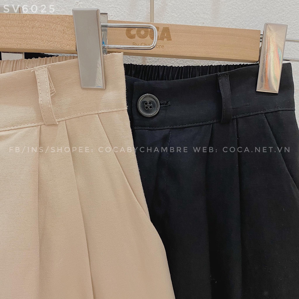 [SV6025] Quần short vải trơn nhún ly lưng chun (có sẵn/Ảnh thật)