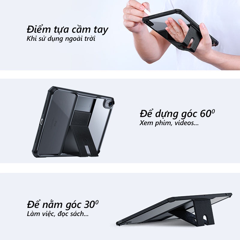 Ốp lưng XUNDD iPad Gen 9 / 8 / 7 ( 10.2-inch, 2021/2020/2019 ) Chống trầy, Chống sốc, Viền TPU, Mặt lưng chân đế