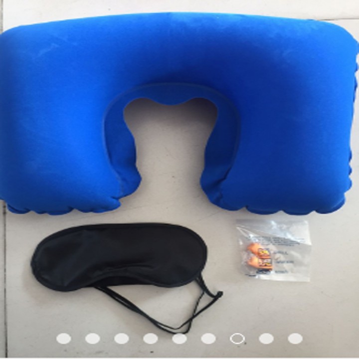 Combo gối hơi du lịch, miếng che mắt và 2 nút bịt tai khi ngủ