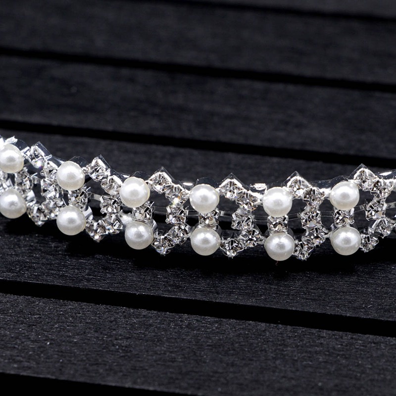 Băng đô cài tóc đính đá và ngọc trai giả thời trang cho nữ