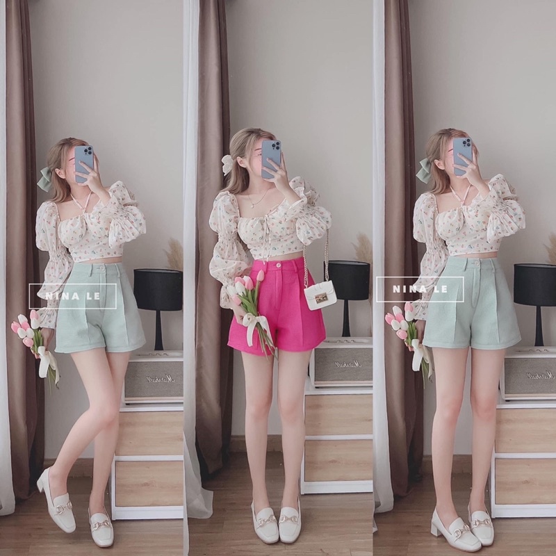 Quần sooc phong cách hàn quốc trẻ trung tôn dáng chất liệu sốp kẻ mặc đi chơi đi du lịch Q53