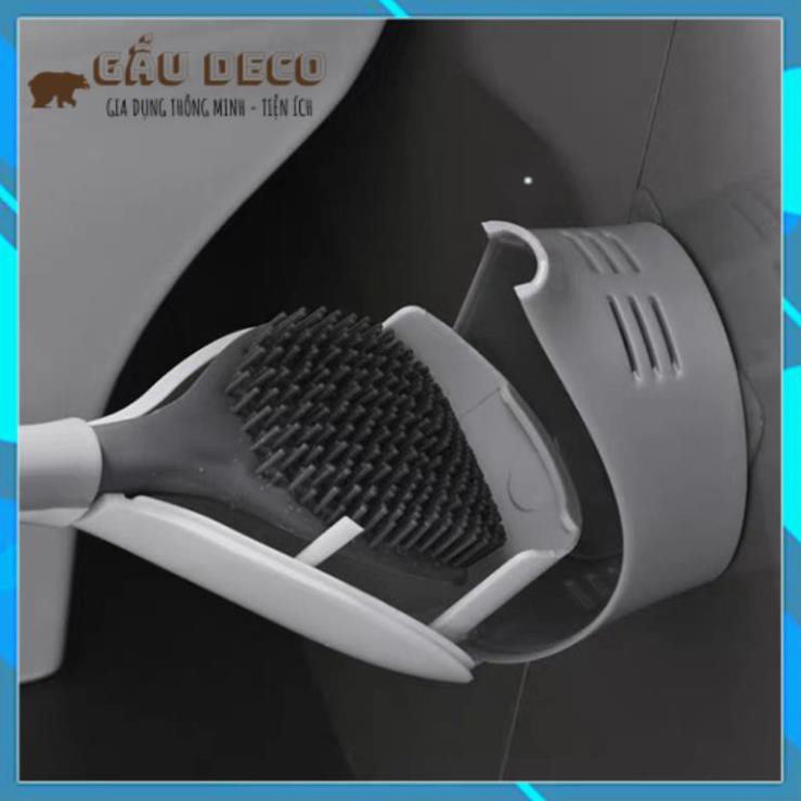 Cọ bồn cầu silicon thông minh, Chổi Cọ bồn cầu có hộp dán tường cao cấp