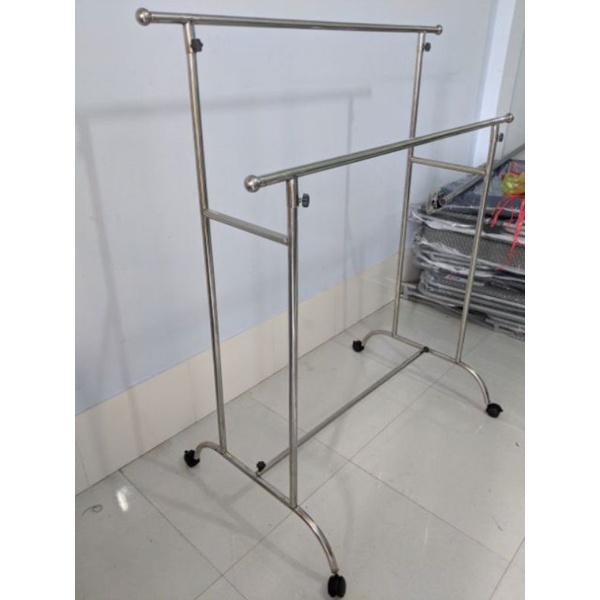 giàn phơi đồ đôi 100% inox có bánh xe