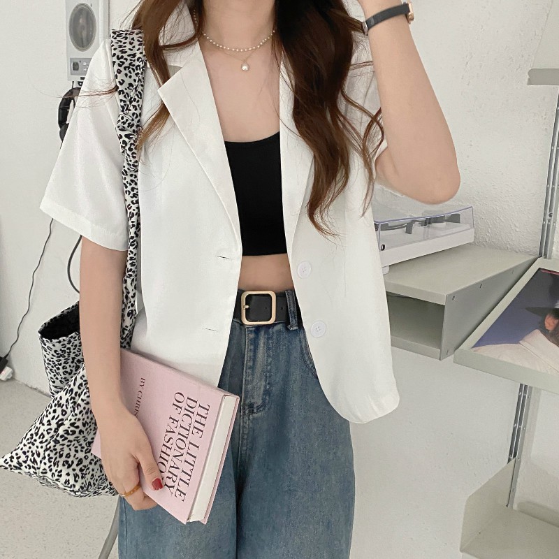 Áo Khoác Blazer Ngắn Tay Dáng Rộng Thời Trang Mùa Hè Hàn Quốc