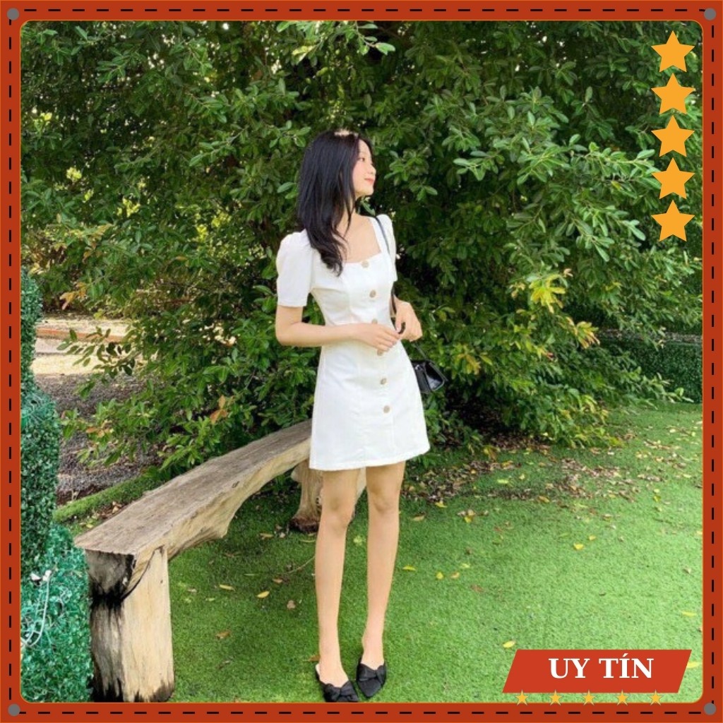Đầm cổ vuông 6 nút gỗ Eva_home_fashion | BigBuy360 - bigbuy360.vn