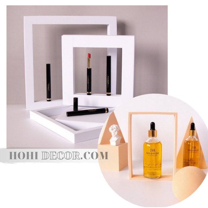 Khối Hình Học Chụp Ảnh Sản Phẩm Bằng Xốp Màu Trắng/ Cam, Phụ Kiện Đạo cụ Trang Trí Chụp Hình - HoHi Decor