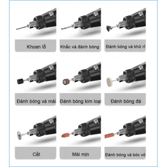 Dụng cụ máy điêu khắc Mini cầm tay không dây Mài cắt khoan đánh bóng KOMAX động cơ mạnh mẽ