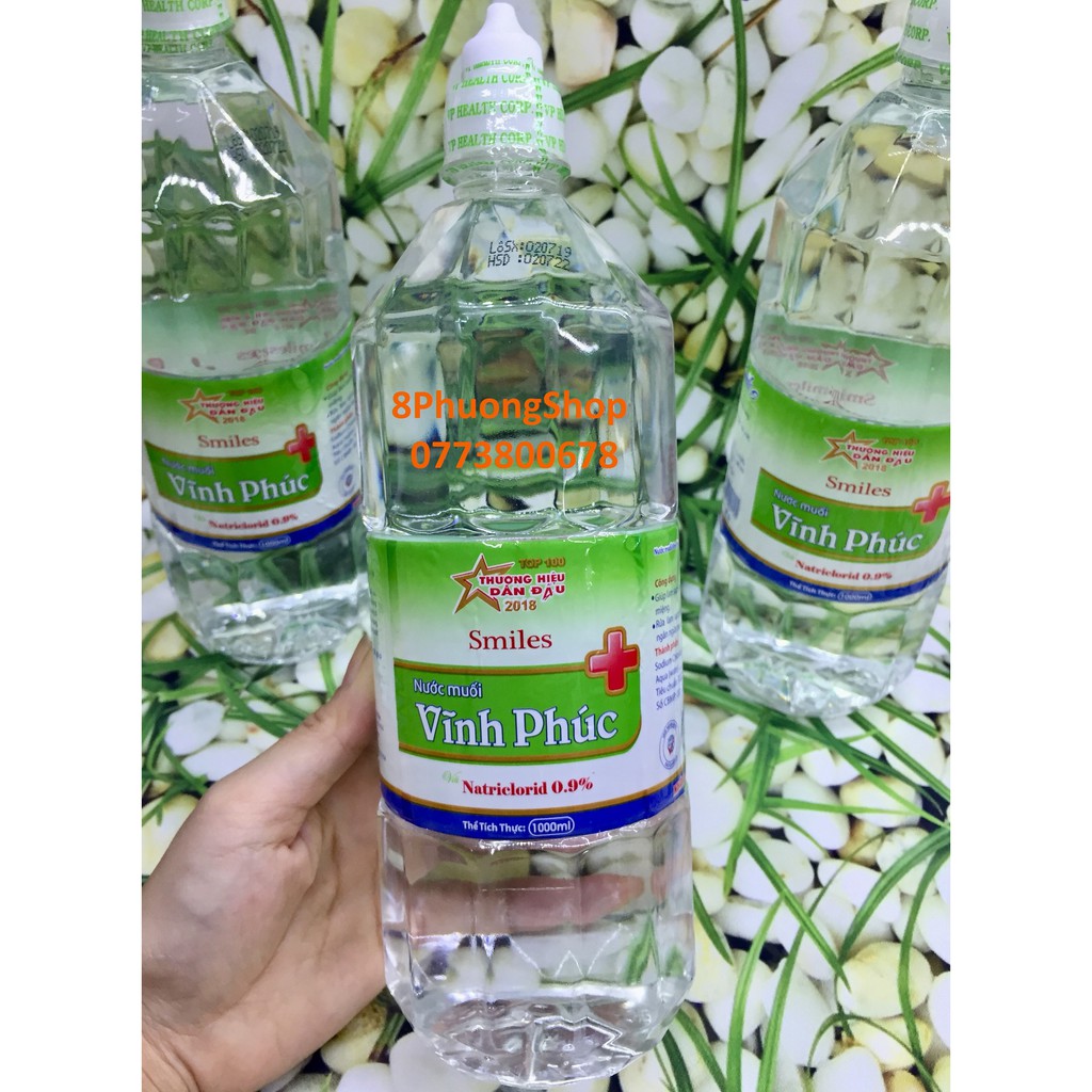 Nước Muối sinh lý Vĩnh Phúc 1000ml - Nước muối chai 1 Lít