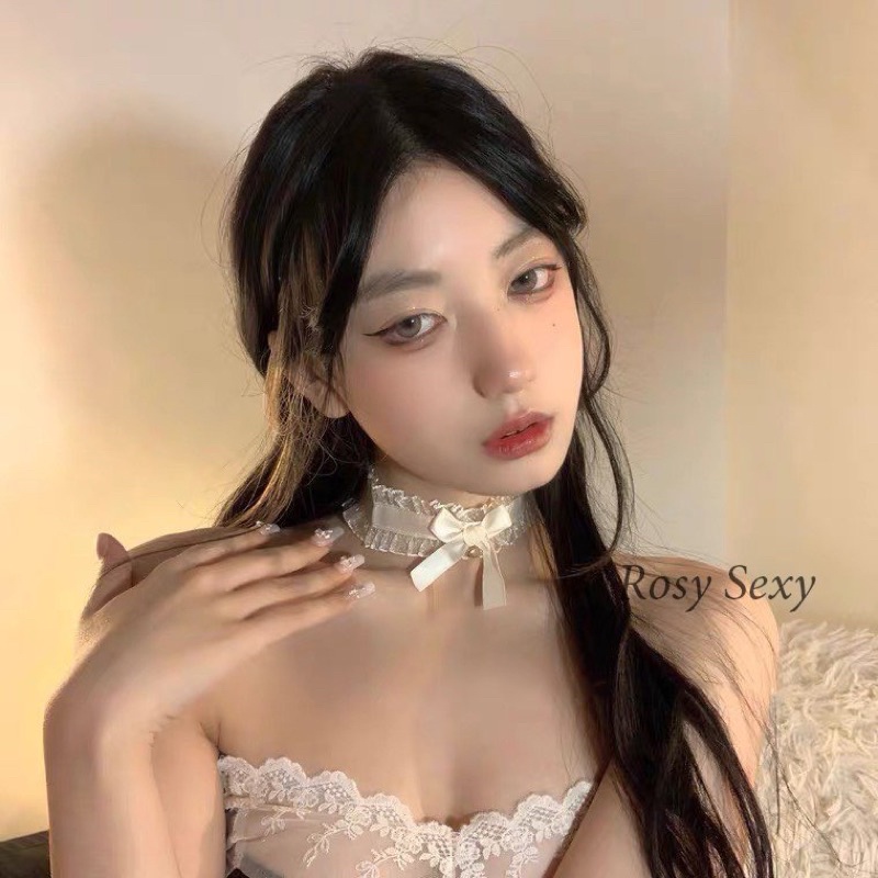 Vòng cổ vòng đeo chân choker hoá trang phối nơ chuông chất liệu voan sexy PK34