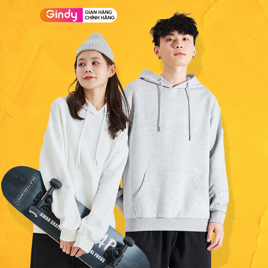 Áo hoodies nam nữ nam nữ nỉ bông trơn GINDY sweater unisex form rộng có mũ phong cách ulzzang thời trang thu đông A12113
