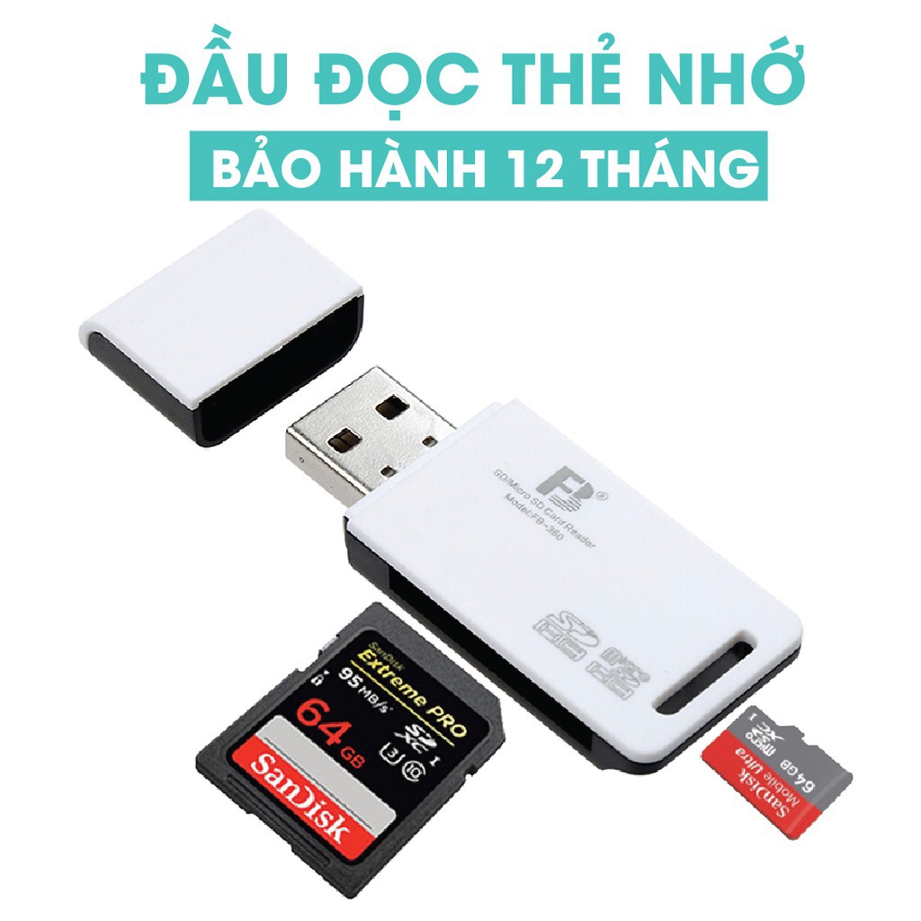 Đầu đọc thẻ nhớ Micro SD/SD/MMC, đọc thẻ đa năng Adapter SD cho máy ảnh máy quay phim điện thoại