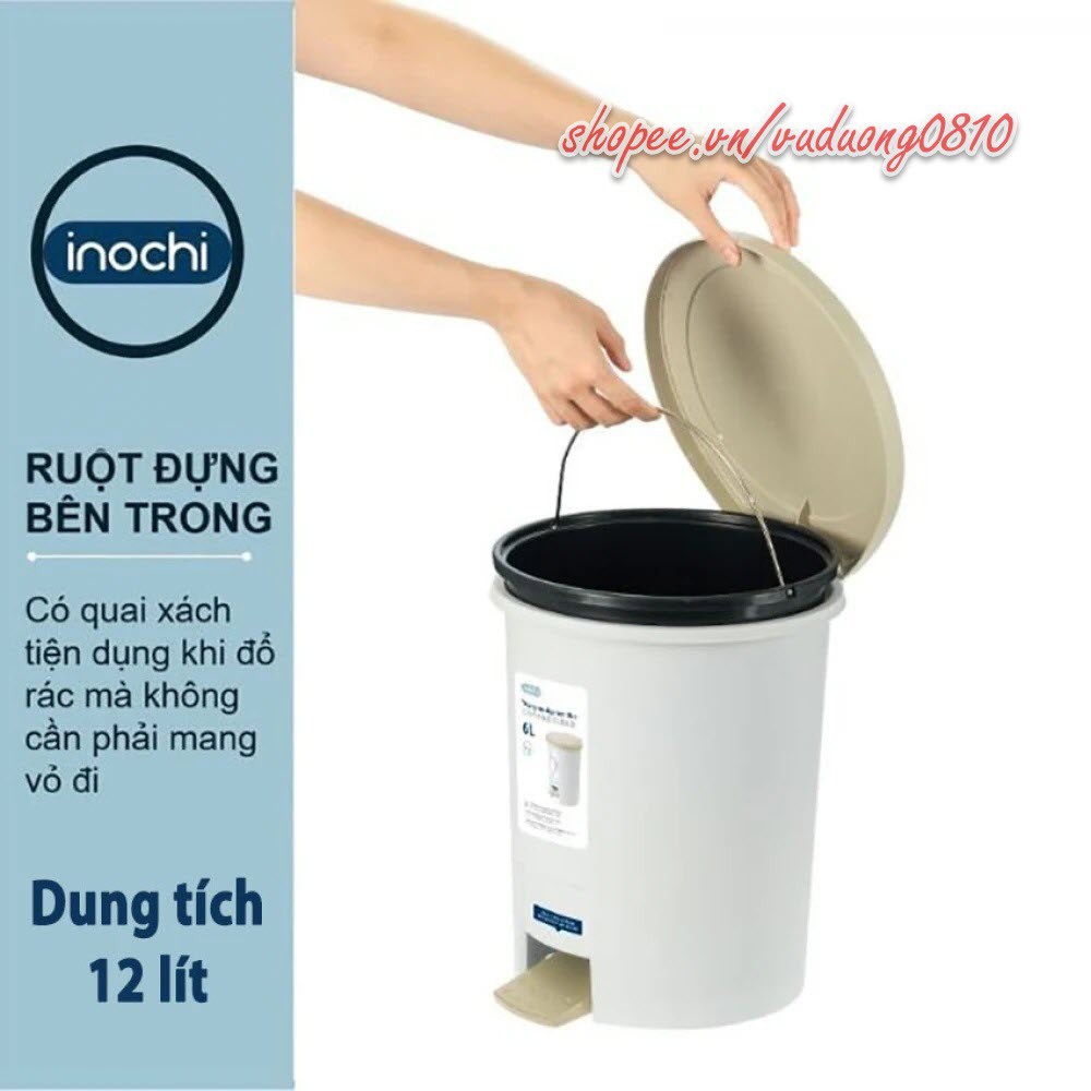 Thùng rác đạp tròn cao cấp Inochi - ion Ag+ kháng khuẩn khử mùi