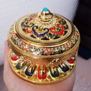 Đỉnh đồng, lư hương khắc bát bảo cát tường mật tông vàng nhiều màu