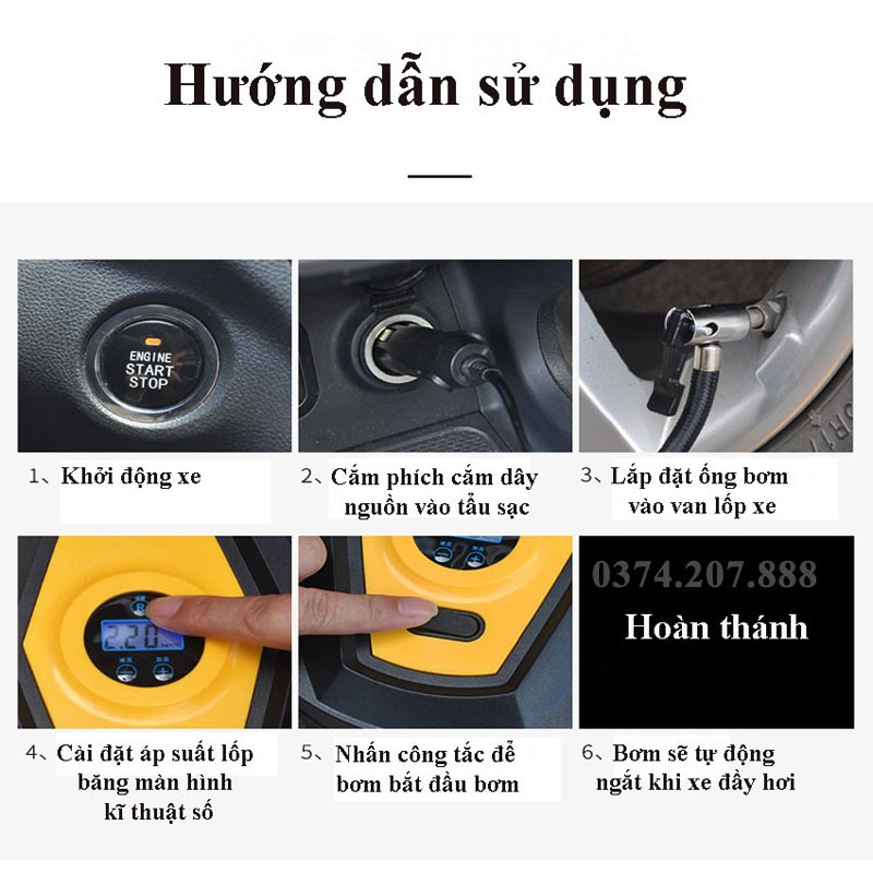 Bơm Lốp Ô Tô, Bơm Mini Dành Cho Xe Hơi Nhỏ Gọn, Tiện Dụng COCA T