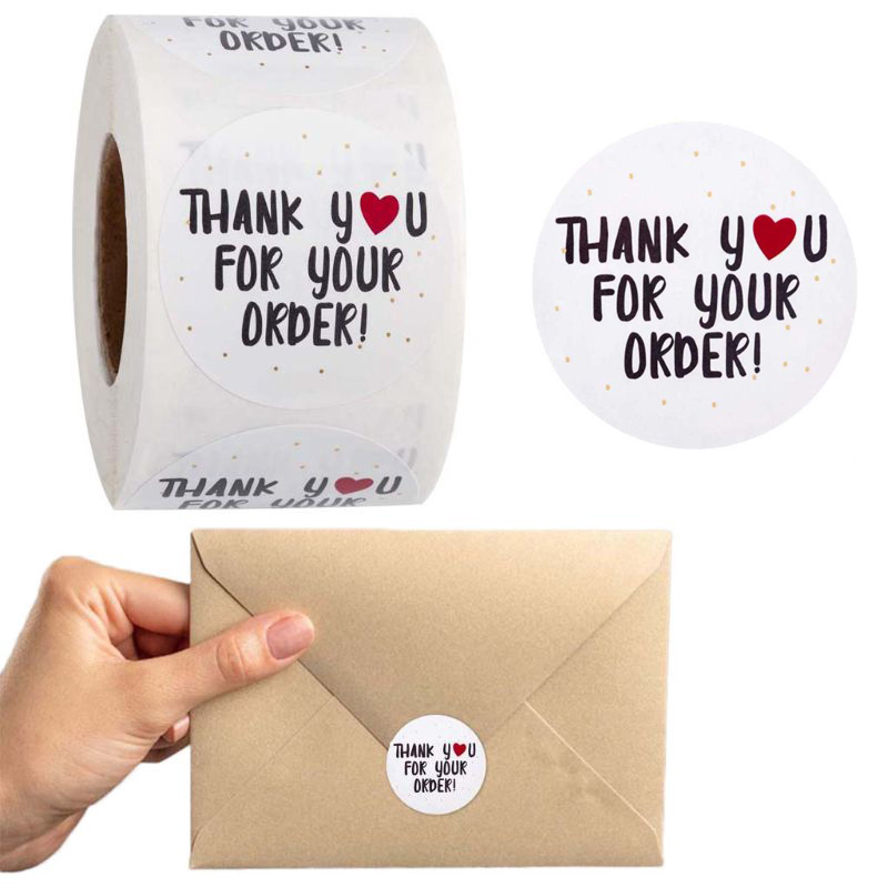 Cuộn 500 Miếng Dán In Chữ Thank You For Your Order Dùng Trang Trí