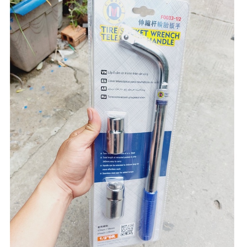 Bộ Típ, Cây Xiết Ốc L 1/2&quot; Tháo Mâm Xe Đầu Típ 2 Đầu (17*19mm)-(21*23mm) F0033 CMART