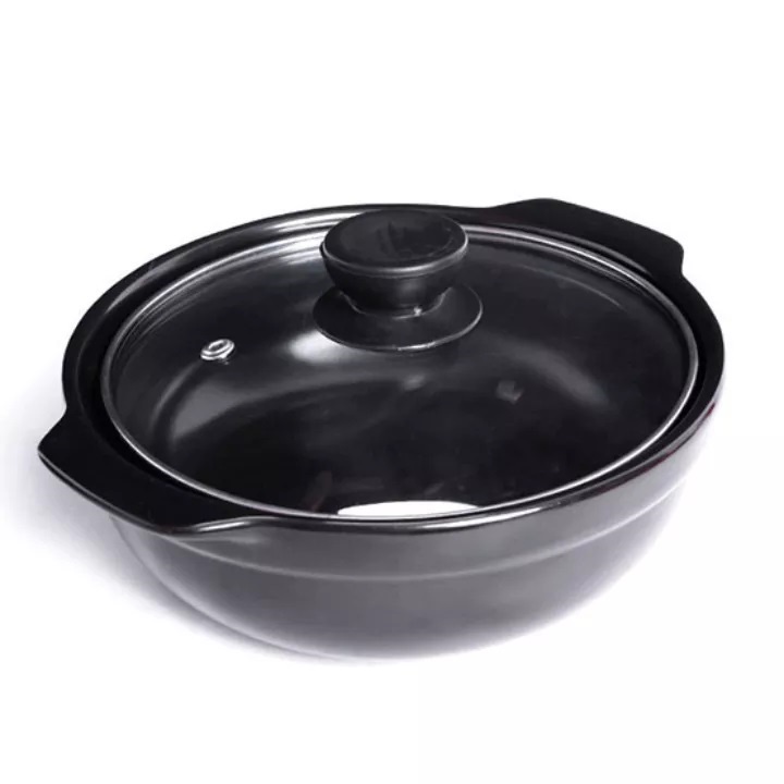 Nồi đất tráng men cao cấp  nắp kính chịu nhiệt 400 độ chuyển nấu mì cay, kho tộ ... nhiều kích cỡ