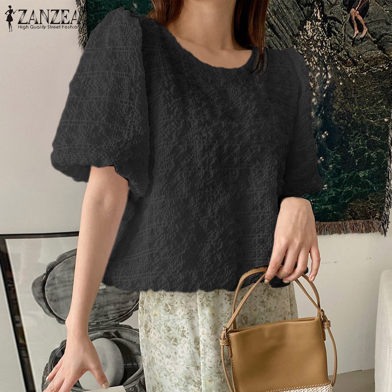Zanzea Áo Thun Nữ Ngắn Tay Cổ Tròn Màu Trơn Thời Trang