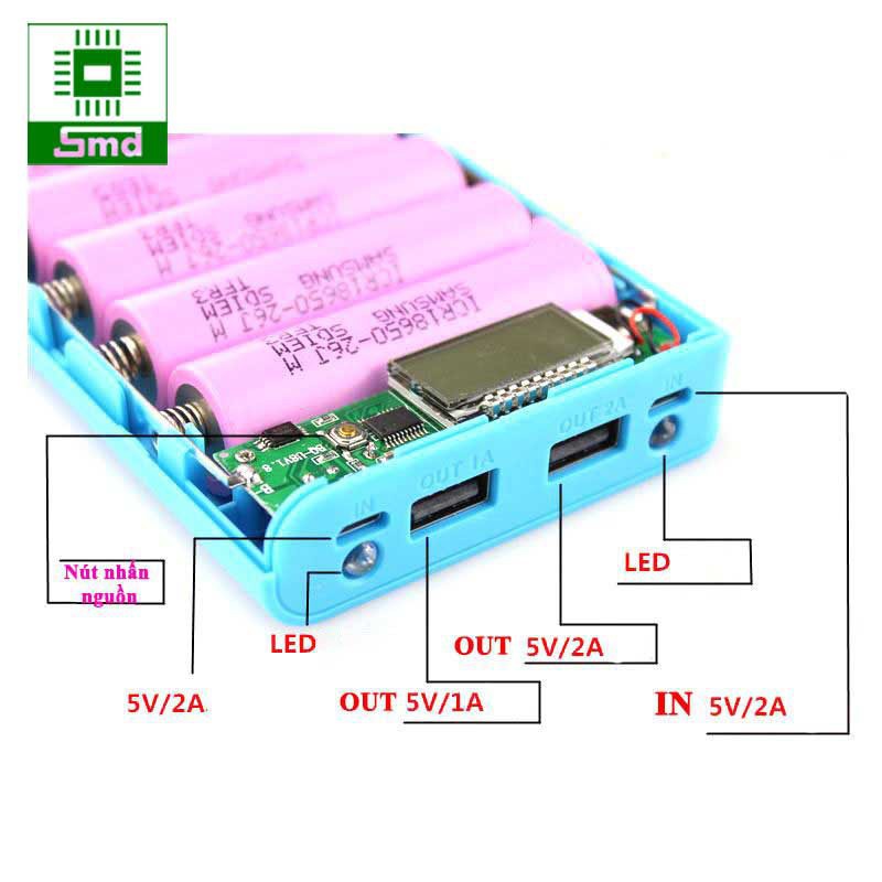 Box sạc dự phòng 8 cell LCD chưa kèm pin